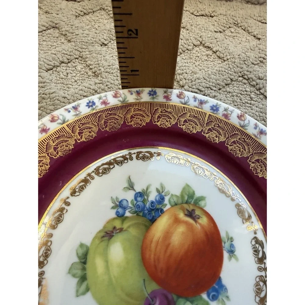 Porcelain Plate Decorated Fruits, Flowers Bavaria 7 3/4